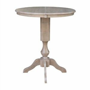 36" Round Top Pedestal Table With 12" Leaf  Dining Counter Intended For Preferred Nakano Counter Height Pedestal Dining Tables (Photo 18 of 20)