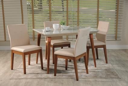 5 Piece Laurel 47.24" And Rosa Dining Set In White Gloss Throughout Current Gunesh  (View 15 of 20)