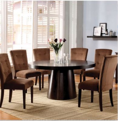 9 Dark Round Dining Tables For A Contemporary Dining Room Inside Favorite Nakano Counter Height Pedestal Dining Tables (View 17 of 20)