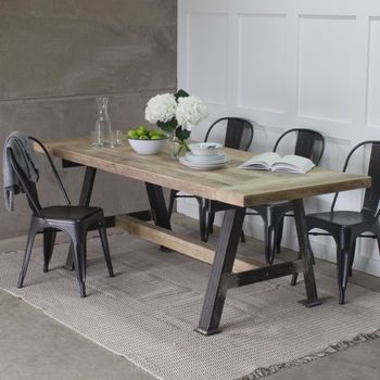 A Game Reclaimed Wood Dining Table With Steel A Frame Within Current Dining Tables (View 11 of 20)