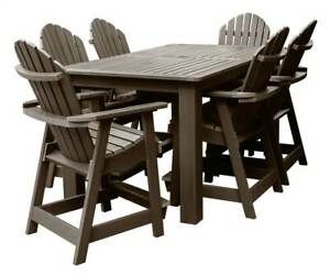 Abby Bar Height Dining Tables Inside 2020 7 Pc Outdoor Counter Height Dining Table Set In Weathered (Photo 12 of 20)