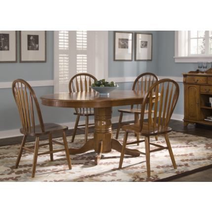 Adams Drop Leaf Trestle Dining Tables Throughout Widely Used Liberty Furniture Nostalgia 5pc Oval Pedestal Table Set In (Photo 10 of 20)
