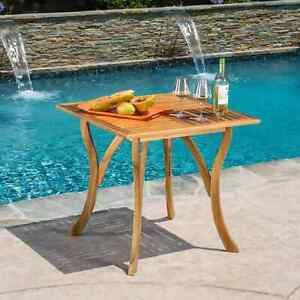 Akito 35.4'' Dining Tables With Fashionable Hermosa Outdoor Acacia Wood Square Dining Table (Photo 11 of 20)