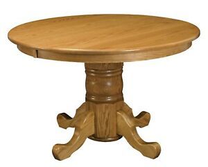 Amish Round Dining Table Single Pedestal Traditional 48,54 With Best And Newest Classic Dining Tables (View 18 of 20)