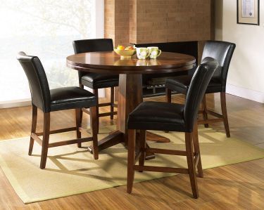 Andreniki Bar Height Pedestal Dining Tables Intended For Most Current 5 Pc Serena Round Counter Height Pedestal Table Set (with (View 4 of 20)