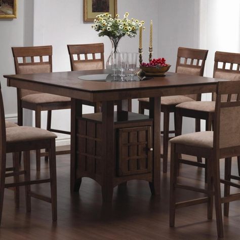 Bar Height Pedestal Dining Tables Inside Well Liked Elegant Brown Wooden Counter Height Dining Table With (Photo 15 of 20)
