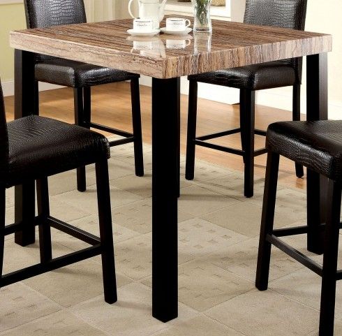 Best And Newest Mciver Counter Height Dining Tables Intended For Rockham Ii Black Faux Marble Top Square Counter Height Leg (Photo 1 of 20)