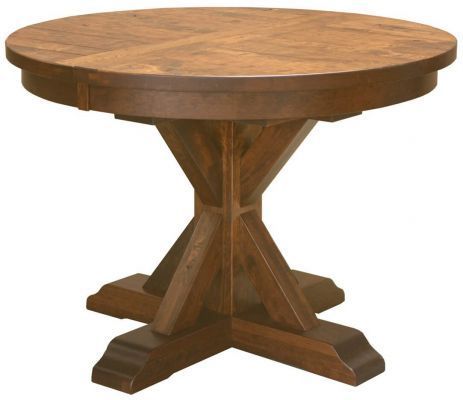 Bineau 35'' Pedestal Dining Tables Pertaining To Newest Hotchkiss Rustic Round Kitchen Table – Countryside Amish (Photo 5 of 20)
