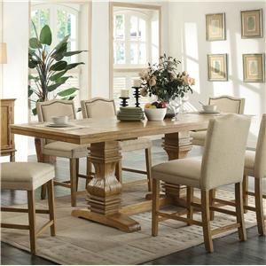 Bushrah Counter Height Pedestal Dining Tables For Favorite Parkins Counter Height Table With Shaped Trestle Base (Photo 14 of 20)