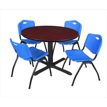 Cain 48 Inch Mahogany Round Breakroom Table And 4 'm With 2019 Round Breakroom Tables And Chair Set (Photo 2 of 20)