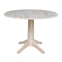 Canora Grey Angelia Extendable Drop Leaf Rubberwood Solid Intended For Popular Boothby Drop Leaf Rubberwood Solid Wood Pedestal Dining Tables (Photo 19 of 20)