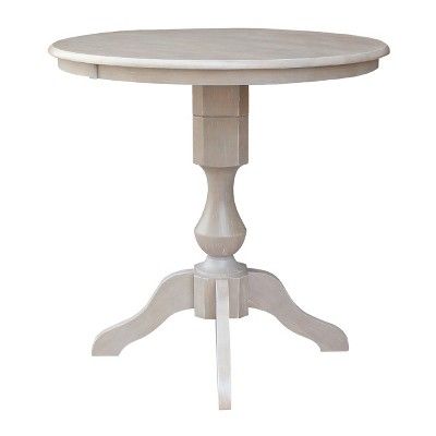 Charterville Counter Height Pedestal Dining Tables Throughout Latest 36" X 36" Solid Wood Round Pedestal Counter Height Table (Photo 11 of 20)