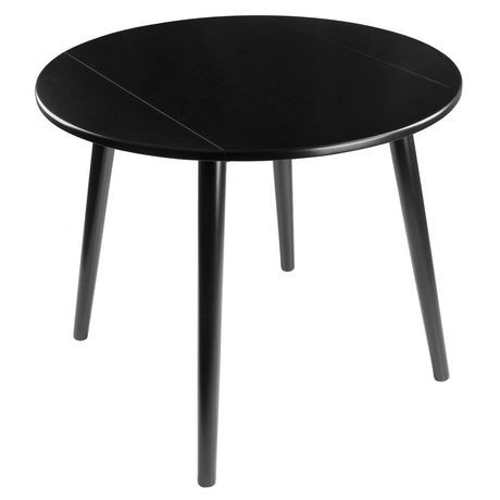 Clennell 35.4'' Iron Dining Tables Pertaining To Best And Newest Winsome Moreno 36" Round Drop Leaf Table, Black Finish (Photo 15 of 20)