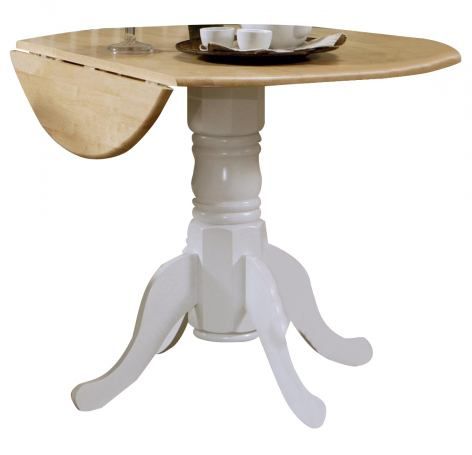 Coaster Round Drop Leaf Dining Table In White And Natural In Latest Nashville 40'' Pedestal Dining Tables (View 15 of 20)