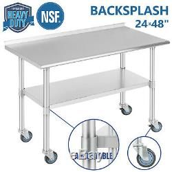 Commercial 24x48 Stainless Steel Kitchen Prep Work Table With Regard To 2020 Elite Rectangle 48" L X 24" W Tables (Photo 14 of 20)