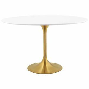 Corvena 48'' Pedestal Dining Tables Intended For Most Popular Modway Lippa 48"" Oval Pedestal Dining Table In Gold And (View 7 of 20)