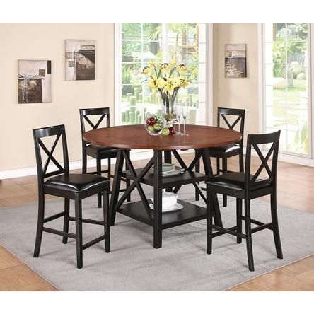 Cst 5 Pc Austin Collection 2 Tone Rustic Oak And Black For Well Known Nakano Counter Height Pedestal Dining Tables (Photo 8 of 20)
