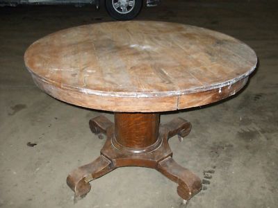 Current Corvena 48'' Pedestal Dining Tables With Antique Round Pedestal Dining Table Wood Wheels 48" Dia (View 20 of 20)