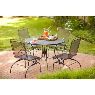 Current Hampton Bay Jackson 44 In. Round Patio Dining Table In Deonte 38'' Iron Dining Tables (Photo 10 of 20)