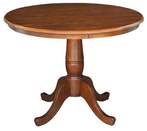 Current Round 36 Inch Pedestal Dining Table In Espresso Finish With Regard To Pedestal Dining Tables (View 8 of 20)