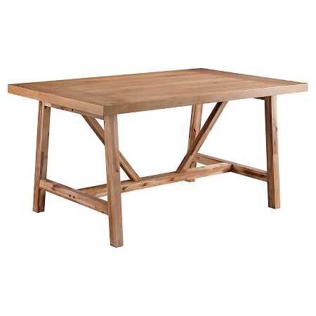 Current Wheaton Farmhouse Trestle Dining Table – Threshold With Alexxes 38'' Trestle Dining Tables (Photo 10 of 20)