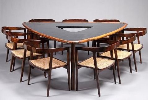 Desiree 47.2'' Pedestal Dining Tables With Well Known Dining Table And Nine Rosewood Armchairs (set Of 10) (Photo 11 of 20)