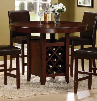 Desloge Counter Height Trestle Dining Tables For Preferred Counter Height Dining Table With Wine Rack – Cherry (View 19 of 20)