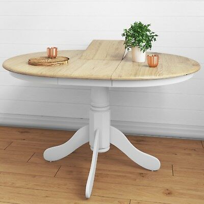 Extendable Round Wooden Dining Table In White/natural – 6 Inside Most Current Dining Tables (View 5 of 20)