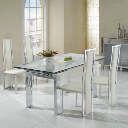 Extending Glass Dining Table Maxi Transparent + 6 X D231 Regarding Most Recently Released Dining Tables (View 4 of 20)