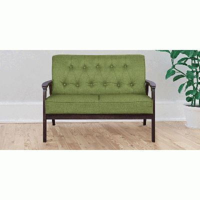 Famous Two Seater Sofa With Tufted Back Design In Green Colour Inside Yaritza 31.5'' Rubberwood Solid Wood Dining Tables (Photo 13 of 20)
