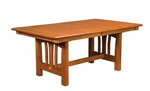 Fashionable Amish Mission Craftsman Dining Table Rectangle Trestle Regarding Haddington 42'' Trestle Dining Tables (View 3 of 20)