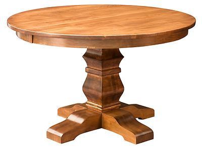 Fashionable Amish Round Pedestal Dining Table Solid Wood Rustic With Regard To Gaspard Extendable Maple Solid Wood Pedestal Dining Tables (Photo 5 of 20)