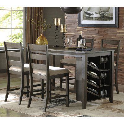 Fashionable Nakano Counter Height Pedestal Dining Tables Intended For Signature Designashley Rokane 5 Piece Counter Height (View 11 of 20)