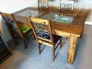 Fashionable Quality 8 Seater Wood Grain, Glass & Wrought Iron Dining In Benji 35'' Dining Tables (View 20 of 20)