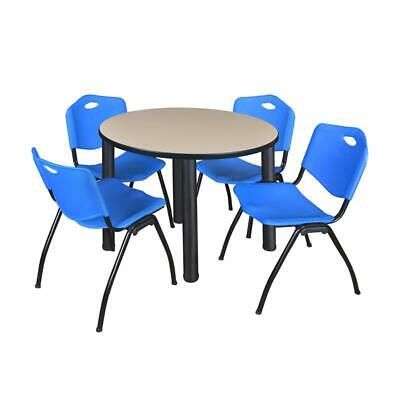 Favorite Round Breakroom Tables And Chair Set Regarding Kee 36" Round Breakroom Table  Beige/ Black & 4 'm' Stack (Photo 5 of 20)