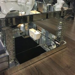 Floating Crystal Mirrored Pedestal Coffee Table – Large Throughout Most Recent Steven 55'' Pedestal Dining Tables (View 14 of 20)