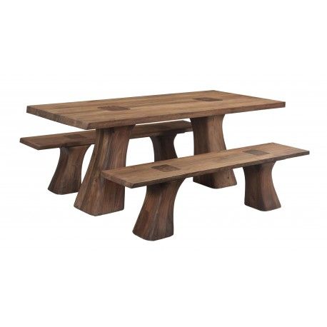 Folcroft Acacia Solid Wood Dining Tables Pertaining To Famous Rodin – Contemporary Solid Acacia Wood Dining Table Set (Photo 12 of 20)