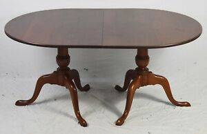 Gaspard Maple Solid Wood Pedestal Dining Tables Intended For Latest Eldred Wheeler Solid Cherry Double Pedestal Dining Room (Photo 7 of 20)