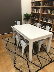 Ikea Extendable Dining Table And 5 Metal Dining Chairs Throughout Trendy Eleni 35'' Dining Tables (Photo 11 of 20)