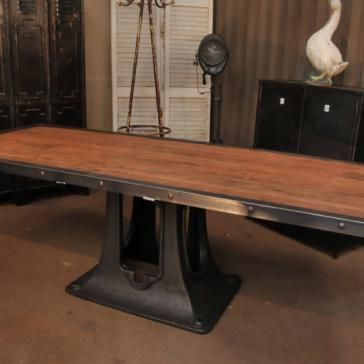 Industrial Dining Table Cast Iron Base 1900 Oak Top Pertaining To 2019 Mcmichael 32'' Dining Tables (Photo 11 of 20)