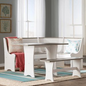Kitchen Nooks: Solid Wood Monroe 3 Piece Nook Dining Set With Regard To Popular Keown 43'' Solid Wood Dining Tables (View 17 of 20)