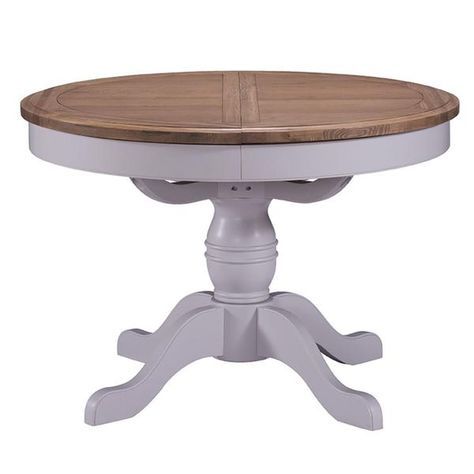Kohut 47'' Pedestal Dining Tables Inside Well Liked Georgia Grey Painted And Oak Dining Table – Round (Photo 6 of 20)