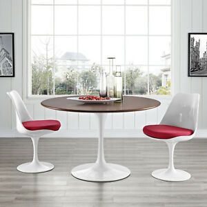 Kohut 47'' Pedestal Dining Tables With Regard To Famous Mid Century Modern 47" Round Walnut Wood Top Metal (Photo 16 of 20)
