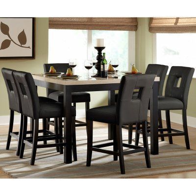 Larkin 47.5'' Pedestal Dining Tables Regarding Best And Newest Archstone 7 Pc. Black Counter Height Set – 47.5 In (View 6 of 20)