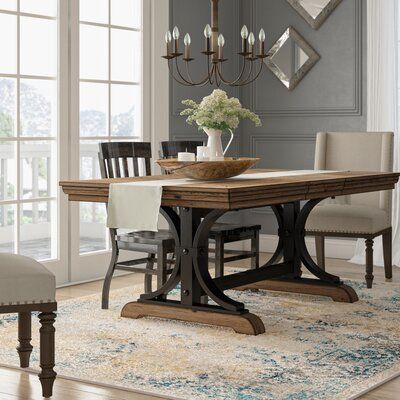 Latest 8 + Seat Rectangular Kitchen & Dining Tables You'll Love Throughout Carelton 36'' Mango Solid Wood Trestle Dining Tables (Photo 8 of 20)