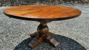 Latest Finkelstein Pine Solid Wood Pedestal Dining Tables Inside Round Pedestal Table With Globe Base 2" Top Custom Sizes (View 10 of 20)