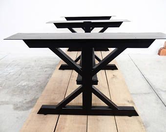Latest Metal Trestle Farmhouse Dining Table Legs , 28"h X 28" W X In Alexxes 38'' Trestle Dining Tables (View 15 of 20)