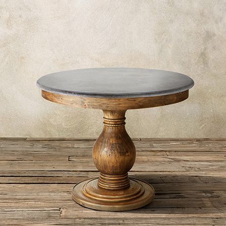 Luca 48" Round Pedestal Dining Table With Bluestone Top In For 2019 Exeter 48'' Pedestal Dining Tables (Photo 17 of 20)