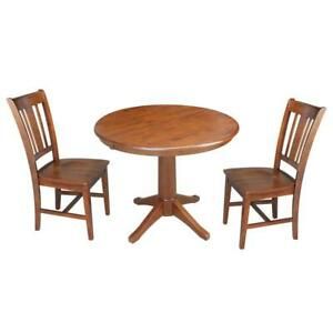 Menifee 36'' Dining Tables With Regard To Preferred 36" Round Extension Dining Table With 2 Rta Chairs (View 3 of 20)