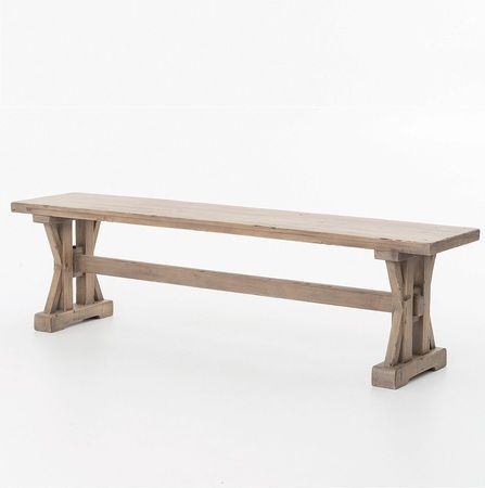 Minerva 36'' Pine Solid Wood Trestle Dining Tables With Regard To Most Up To Date Coastal Rustic Solid Wood Trestle Dining Room Bench (View 8 of 20)